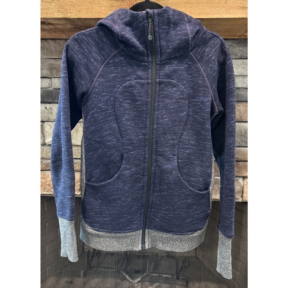 Women’s LULULEMON Heather Blue / Gray Hooded Scuba Jacket Size 4 *A8